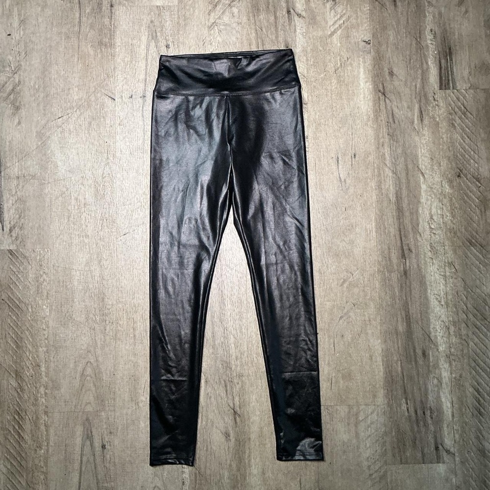 Wild Fable Black Faux Leather Leggings Size S Polyester Spandex